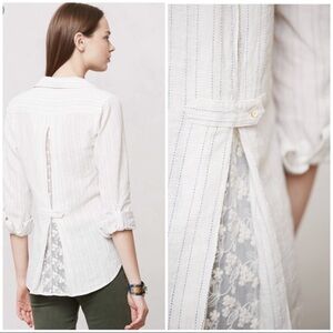NWT ANTHROPOLOGIE ISABELLA SINCLAIR ALTAY POPOVER SHIRT W/LACE DETAIL S